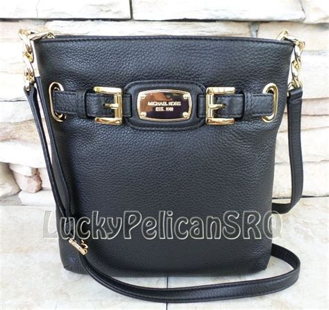 michael kors large hamilton crossbody bag - black